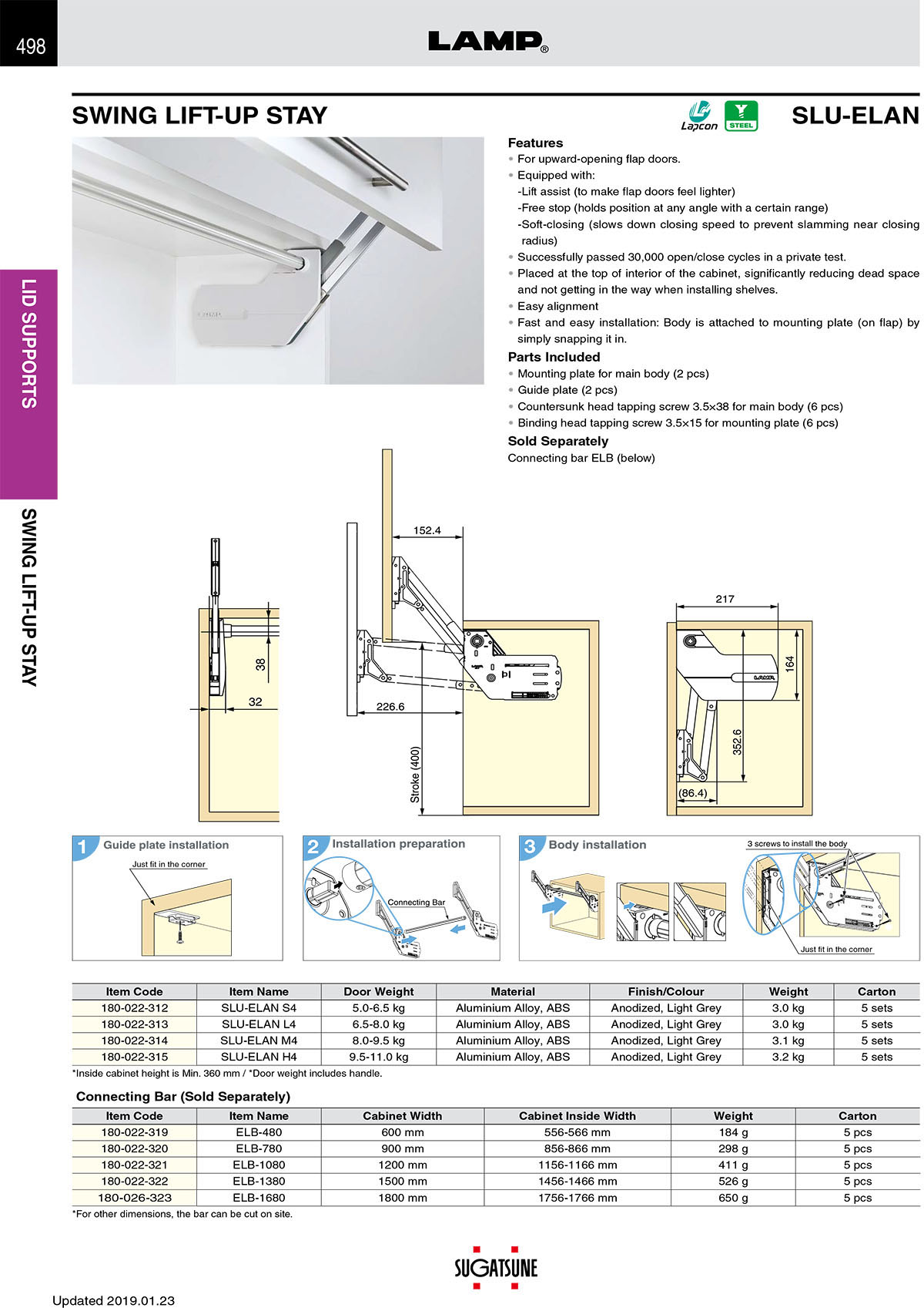 Swing Lift Up Stay Sugatsune Europe 